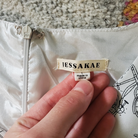 JessaKae Cream Bicycle Print Midi Dress - Picture 5 of 16